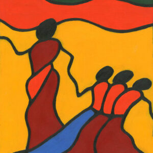 Vrouw, drie kinderen